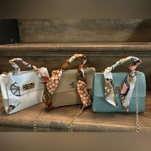 Elegant Mini  Handbag Set - White, Tan, and Blue NWOT